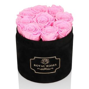 Różowe Wieczne Róże - Średni Flower Box Czarny