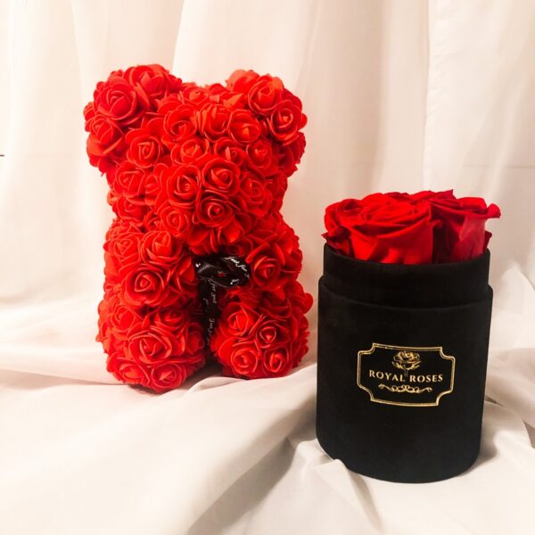 Miś z róż i flower box