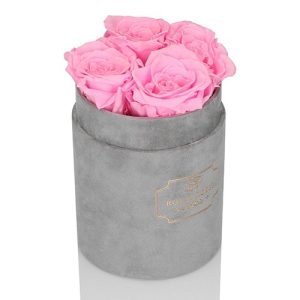 Mały Flower Box Szary - Różowe Wieczne Róże