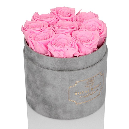 Średni Flower Box Szary - Różowe Wieczne Róże
