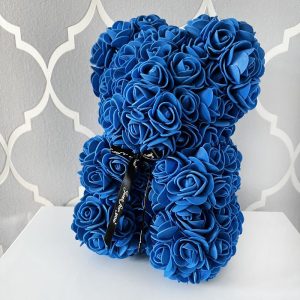 Miś z róż niebieski 25cm