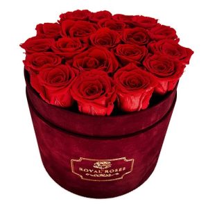 Duży Flower Box Bordo - Czerwone Wieczne Róże