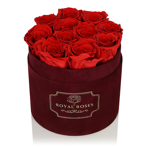 Flower Box Bordo Średni - Czerwone Wieczne Róże