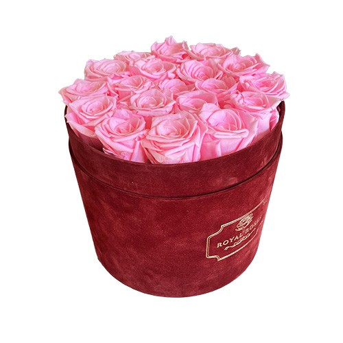 Duży Flower Box Bordo - Różowe Wieczne Róże