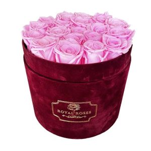 Flower Duży Box Bordo - Różowe Wieczne Róże