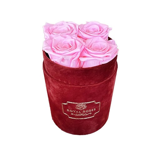 Mały Flower Box Bordo - Różowe Wieczne Róże