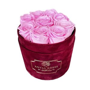 Średni Flower Box Bordo - Różowe Wieczne Róże
