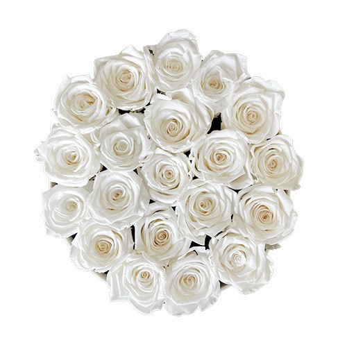 Duży Flower Box Bordo - Białe Wieczne Róże