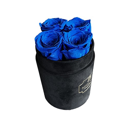Flower Box Mały Czarny - Niebieskie wieczne róże