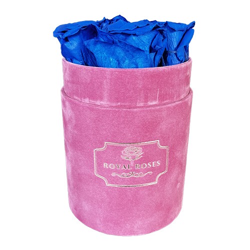Flower Box Mały Różowy - Niebieskie wieczne róże