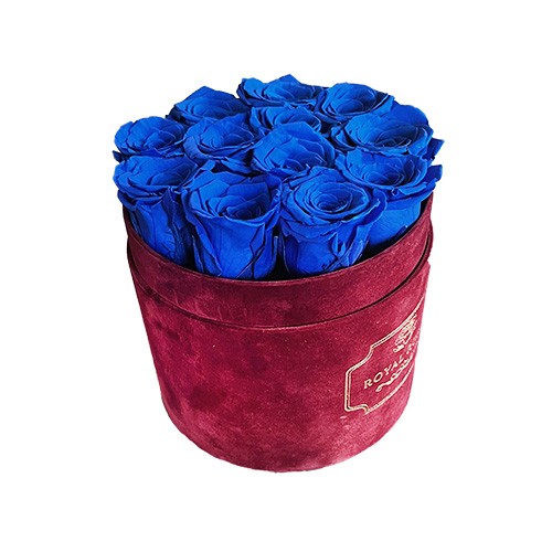 Flower Box Średni Bordo - Niebieskie wieczne róże