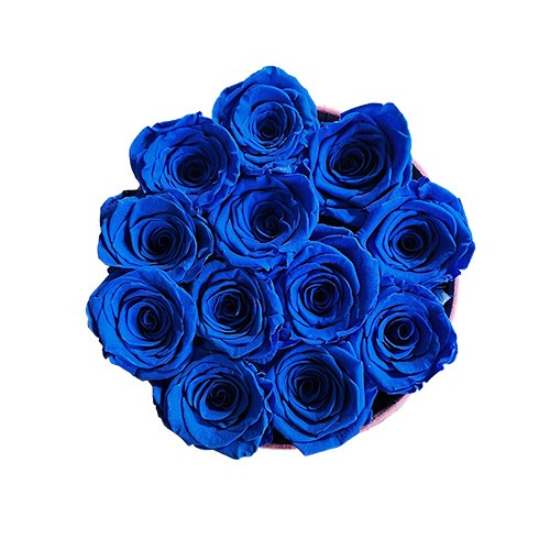 Flower Box Średni Różowy - Niebieskie wieczne róże