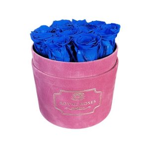 Flower Box Średni Różowy - Niebieskie wieczne róże