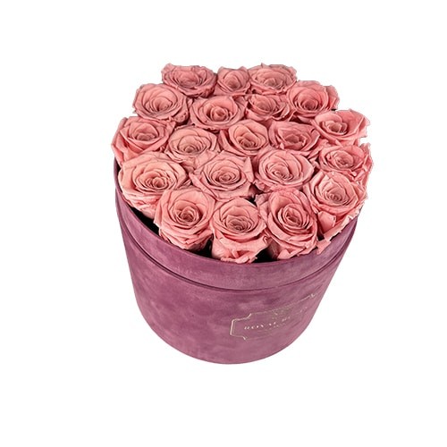 Flower Box Duży Różowy - Wieczne róże - Pudrowy róż