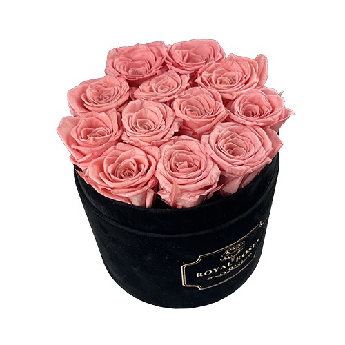 Flower Box Mini Średni - Pudrowy róż - wieczne róże