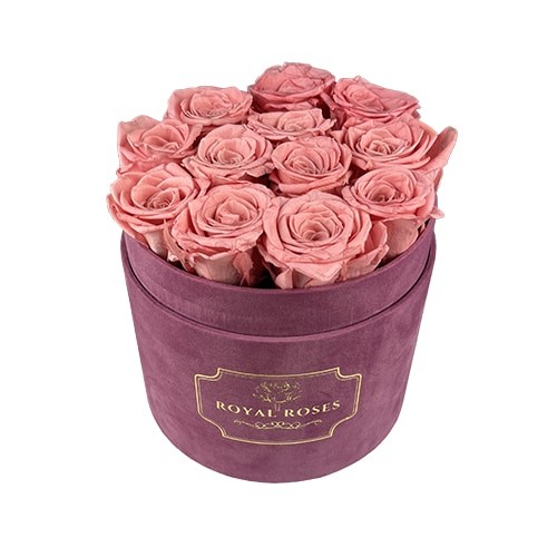 Flower Box Średni Różowy - Wieczne róże - Pudrowy róż