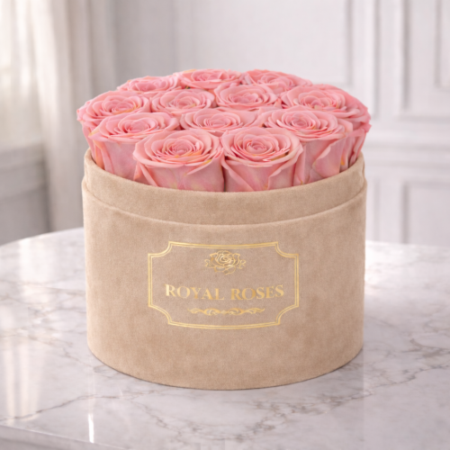 Flowerbox Beżowy Średni & Herbaciane Wieczne Róże