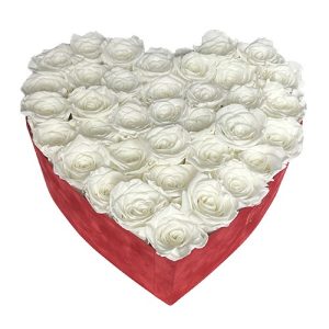 Flower box serce - białe wieczne różejpg