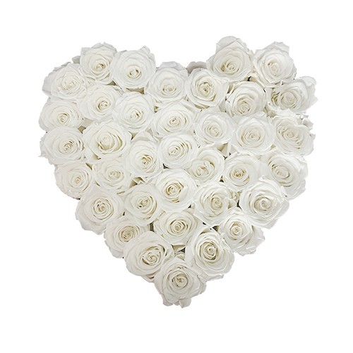 Flower box serce - białe wieczne różejpg