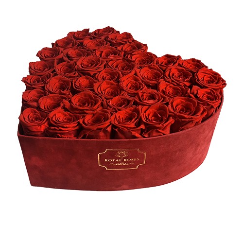 Flower box serce - czerwone wieczne róże