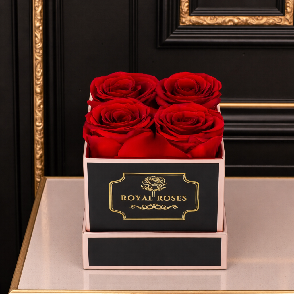 Flowerbox Kwadratowy & Czerwone Wieczne Róże