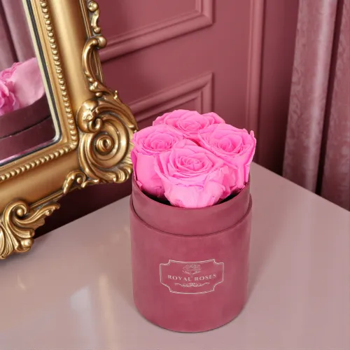 Flowerbox Różowy Mały & Różowe Wieczne Róże